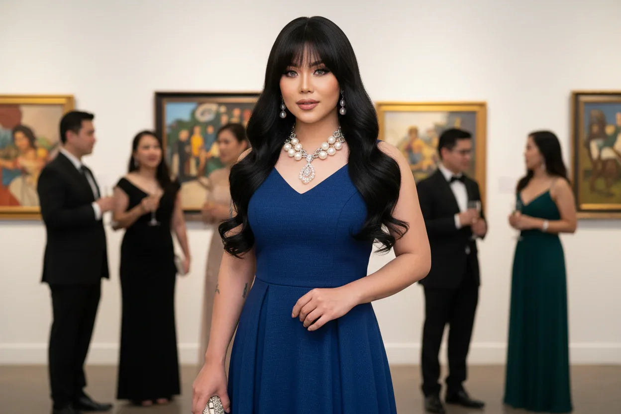 Center-Parted Long Red Curly Synthetic Wig for Halloween, Cosplay, and Daily Use - 