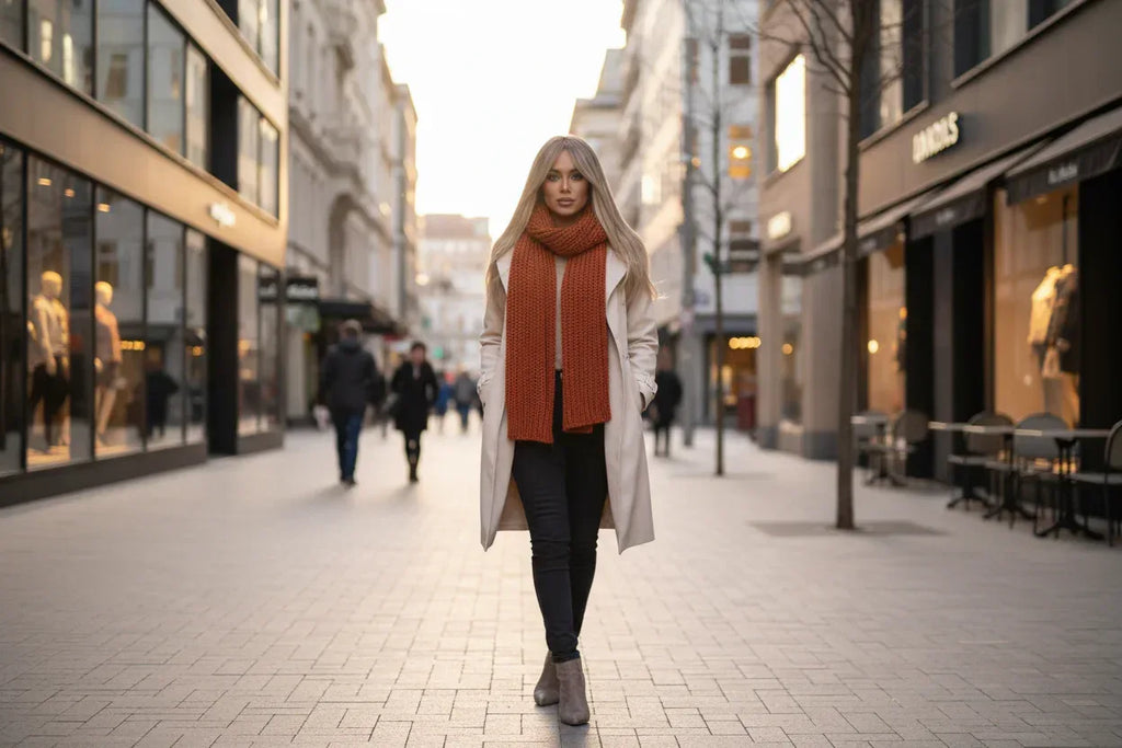 Platinum Highlight Synthetic Wig for Women - Long Straight Layered Heat Resistant Wig with Bangs for Daily Use - 