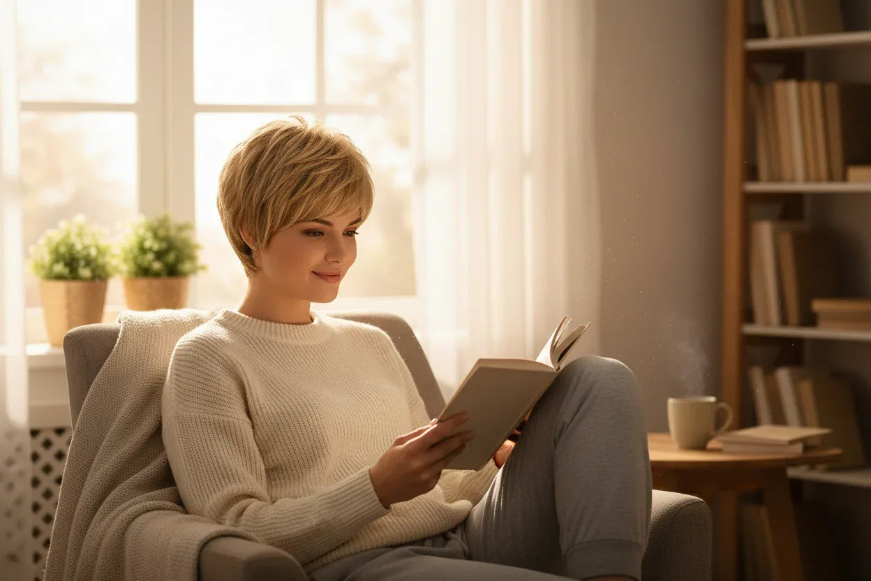 10 inches Gold Natural Wigs for Women - Short Pixie Cut Synthetic Wig for Daily Party - 