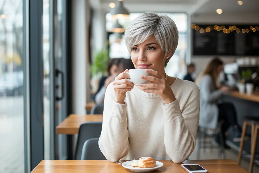 Gray Short Wig Coffee