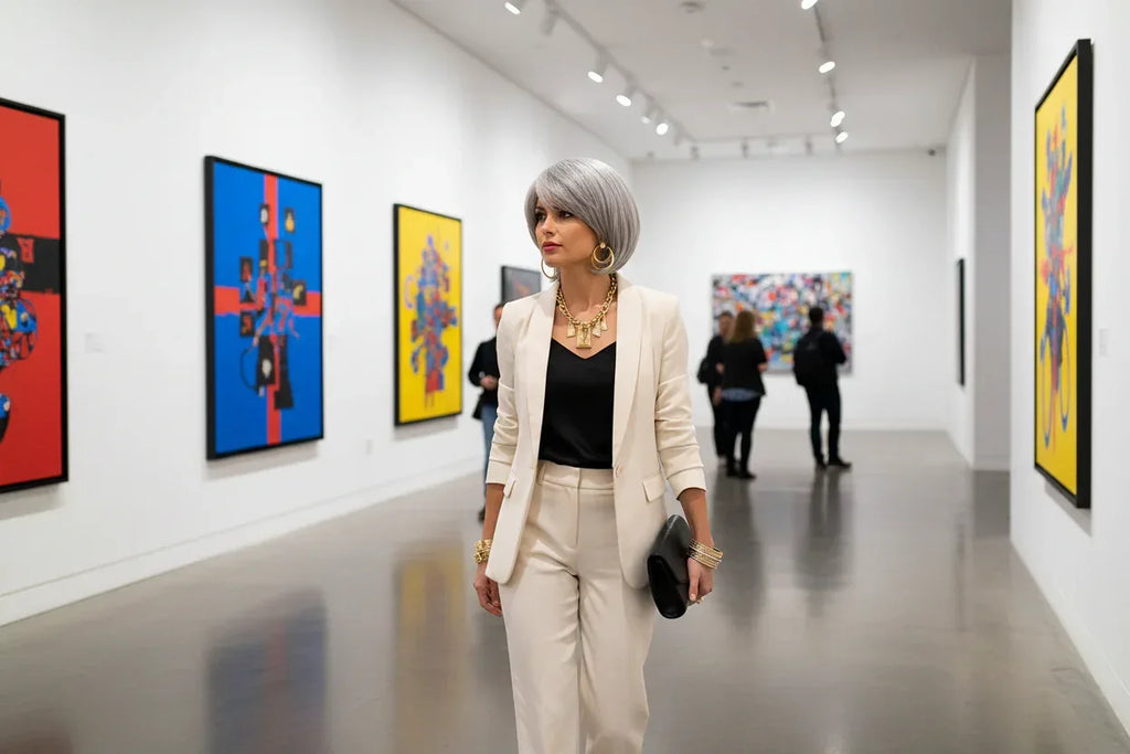 HAIRJOY Synthetic Hair Wig Short Grey Wig for Women - 