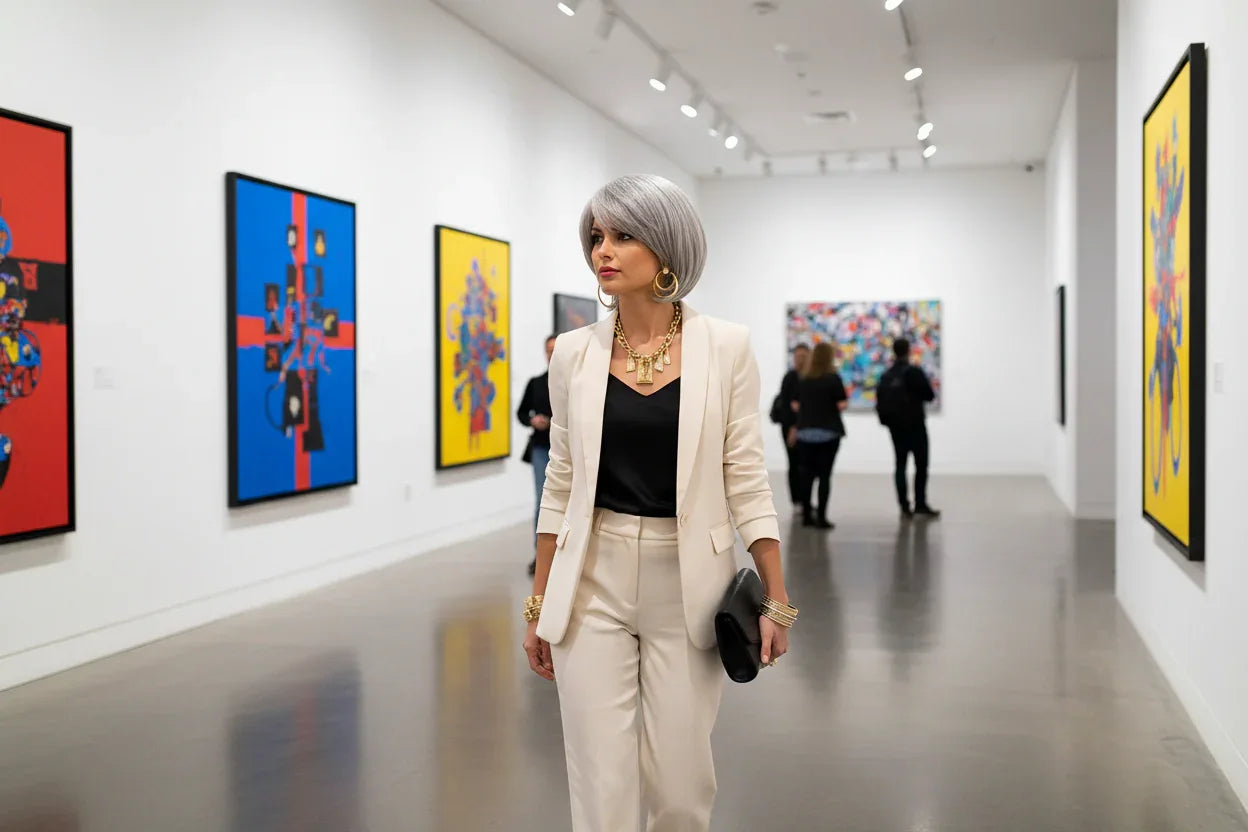 HAIRJOY Synthetic Hair Wig Short Grey Wig for Women - 