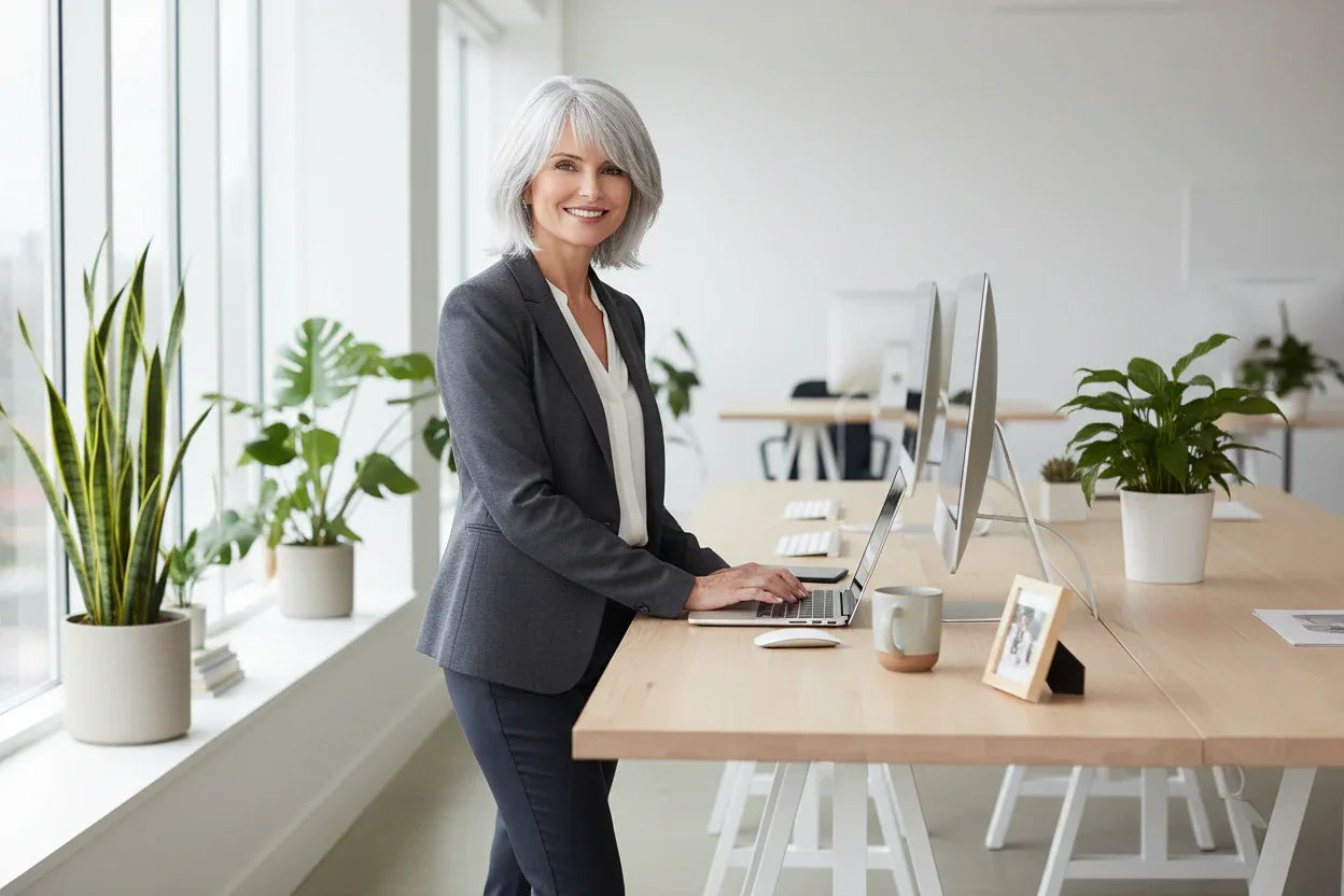 HAIRJOY Synthetic Hair Wig Short Grey Wig for Women - 