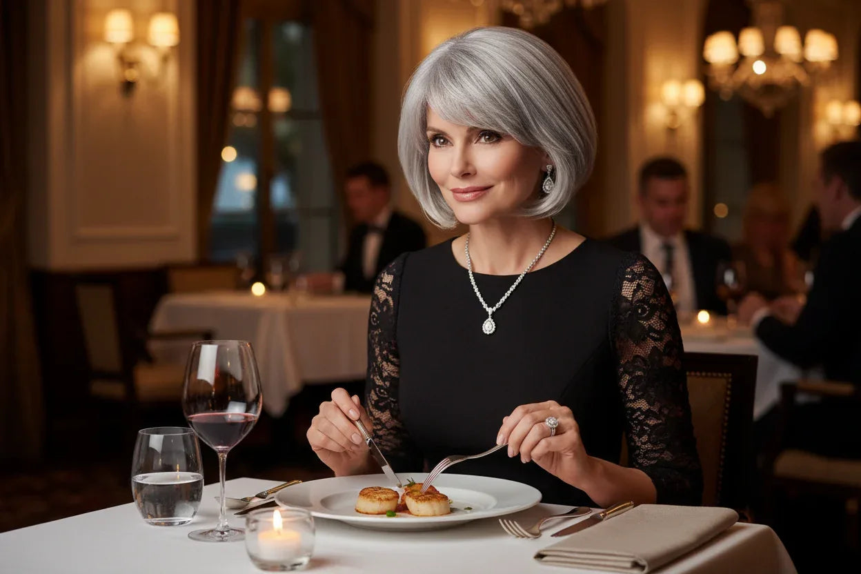 HAIRJOY Synthetic Hair Wig Short Grey Wig for Women - 