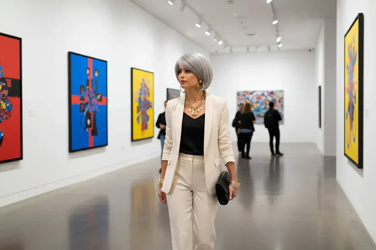 HAIRJOY Synthetic Hair Wig Short Grey Wig for Women - 