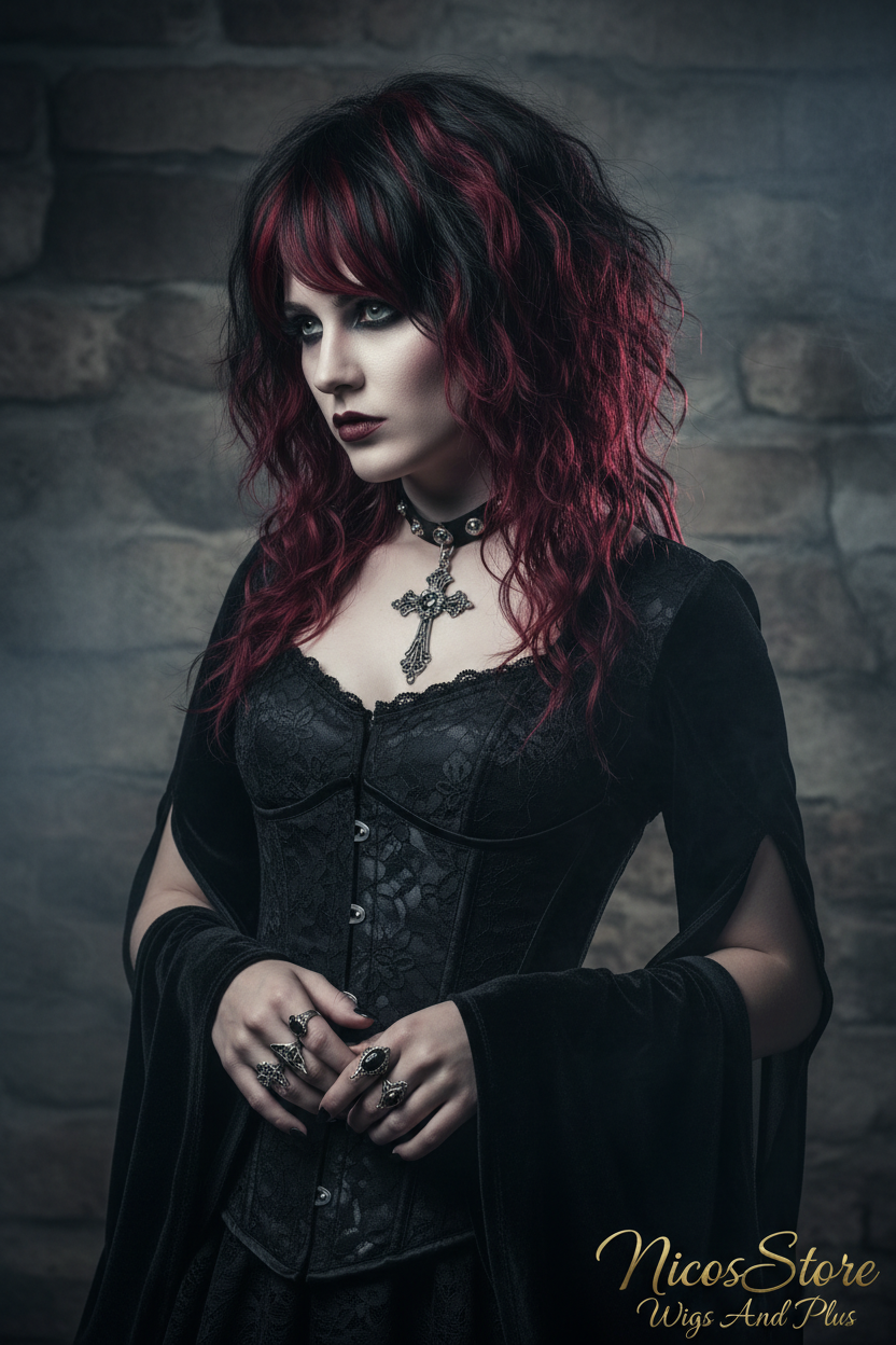 Gothic portrait - moody burgundy