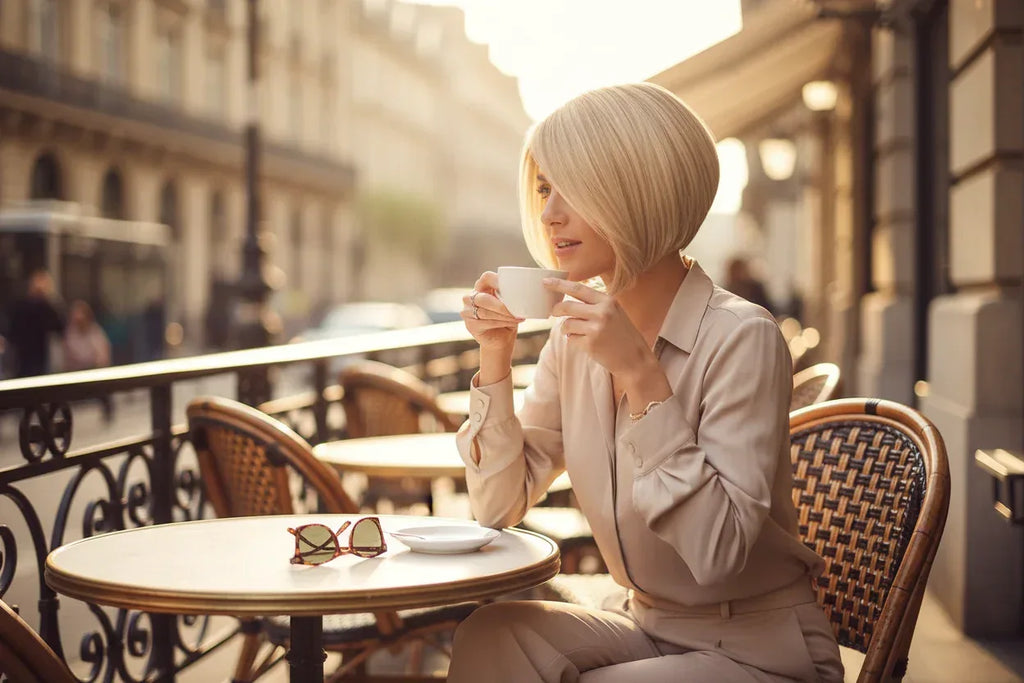 Women's Khaki Gradient Bob Wig - Synthetic Fiber Wig for Every Occasion - 