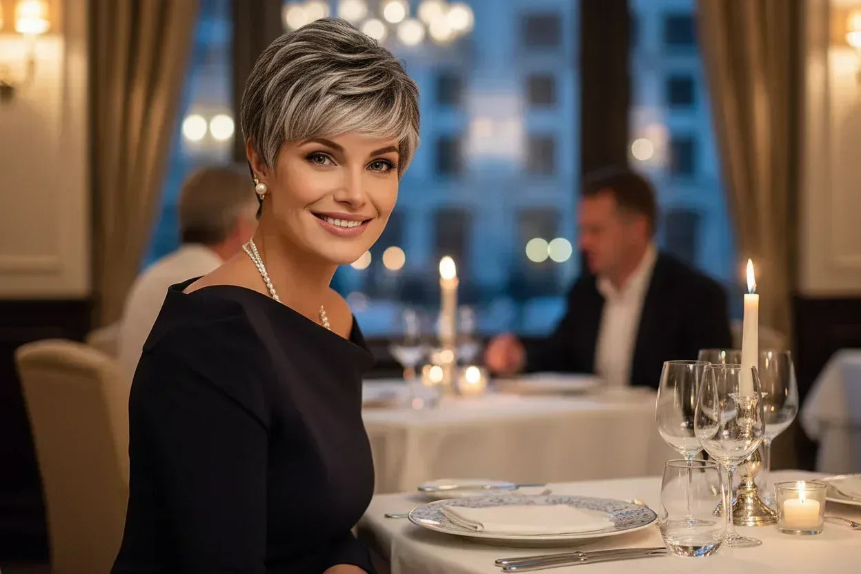 Light Gray Pixie Wig Dinner