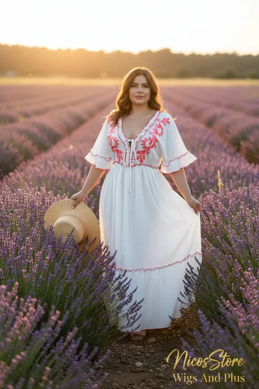 Plus size dress în câmp de lavandă