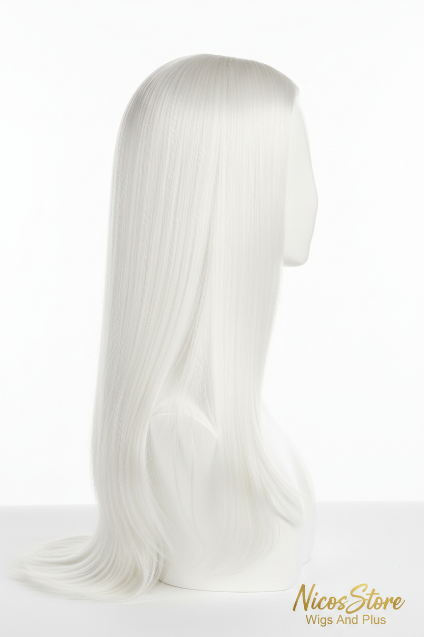Perucă albă pe manechin - lateral