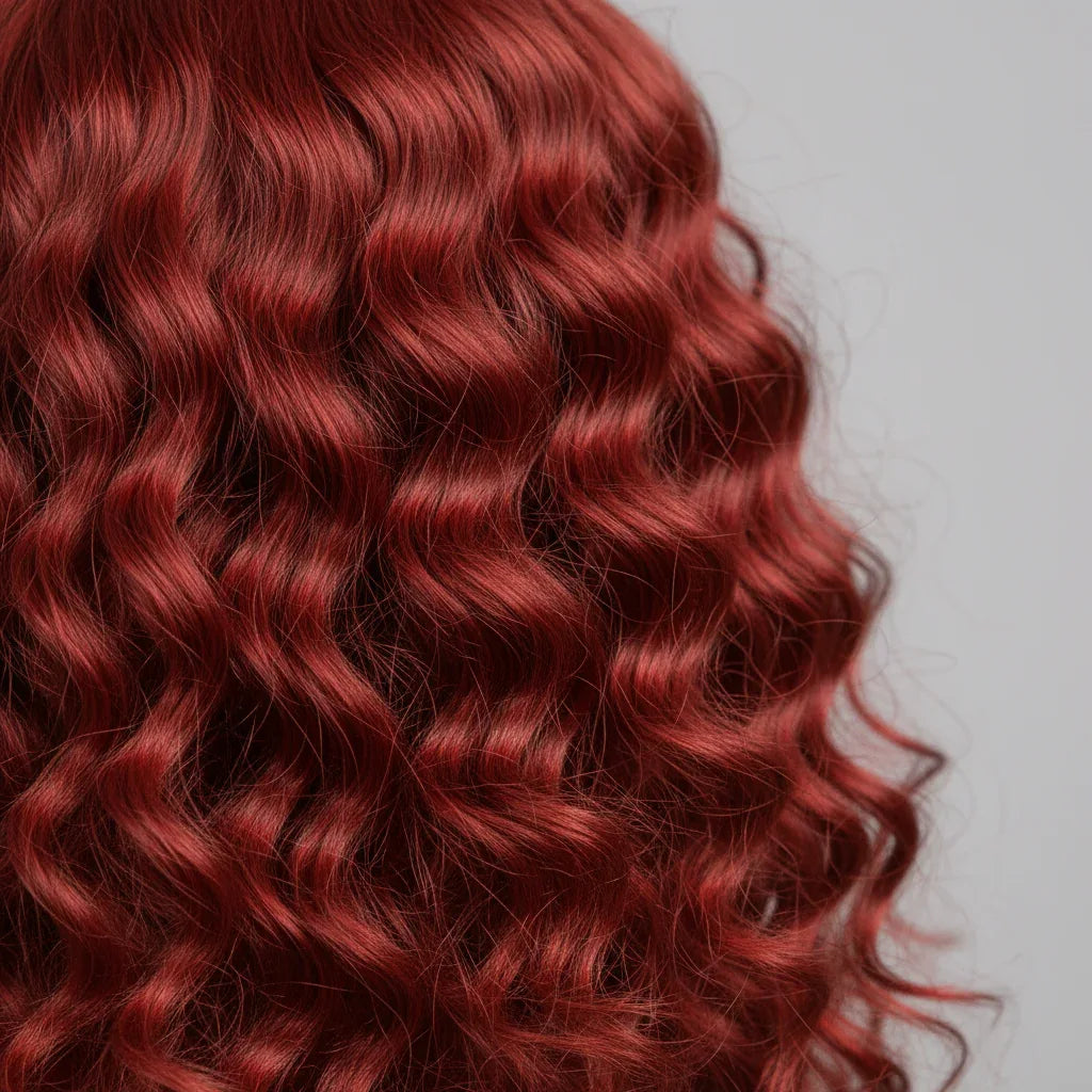 Red Curly Wig - Curl Texture Detail
