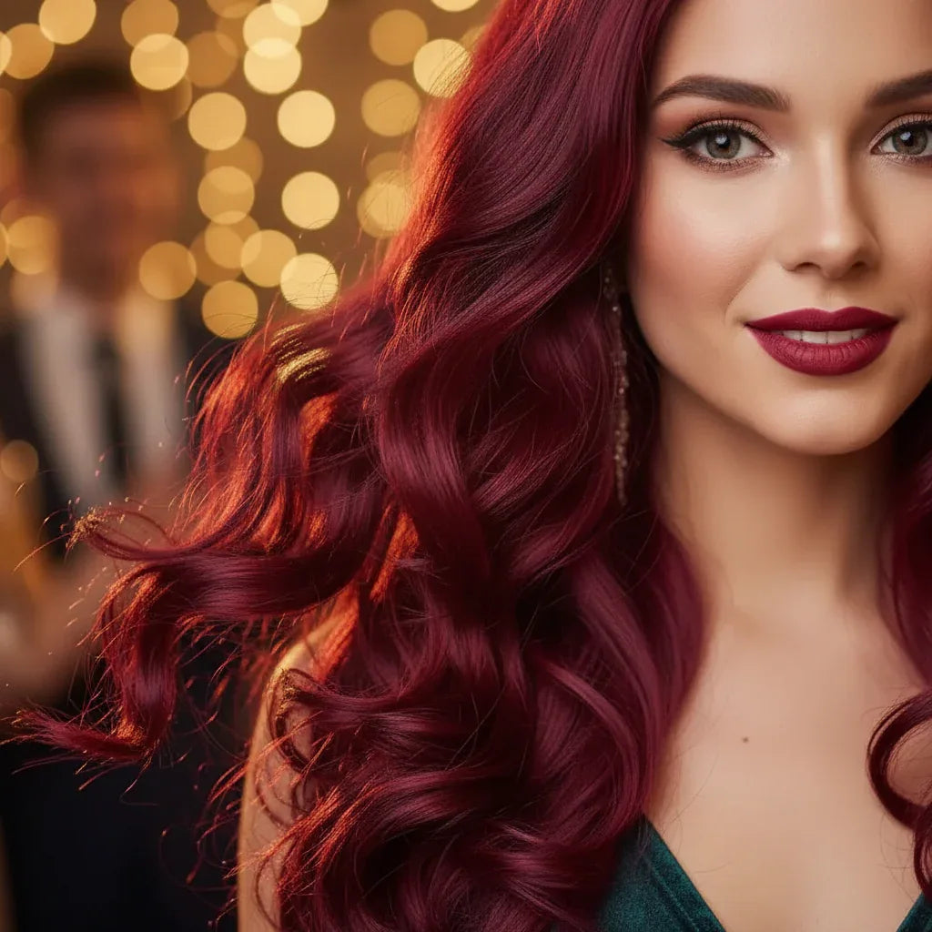 Red Curly Wig Worn - Texture Detail