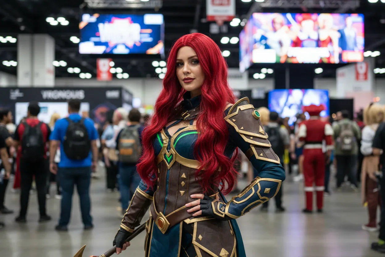 Red Synthetic Wig, Naturally Wavy, Long Curly Hair, Women's Daily Party Cosplay, Heat-Resistant Full Head Cover - 