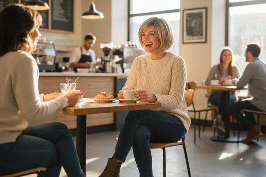 Short Blonde Bob Wig with Dark Roots - Natural Synthetic Hair for Daily Wear - 