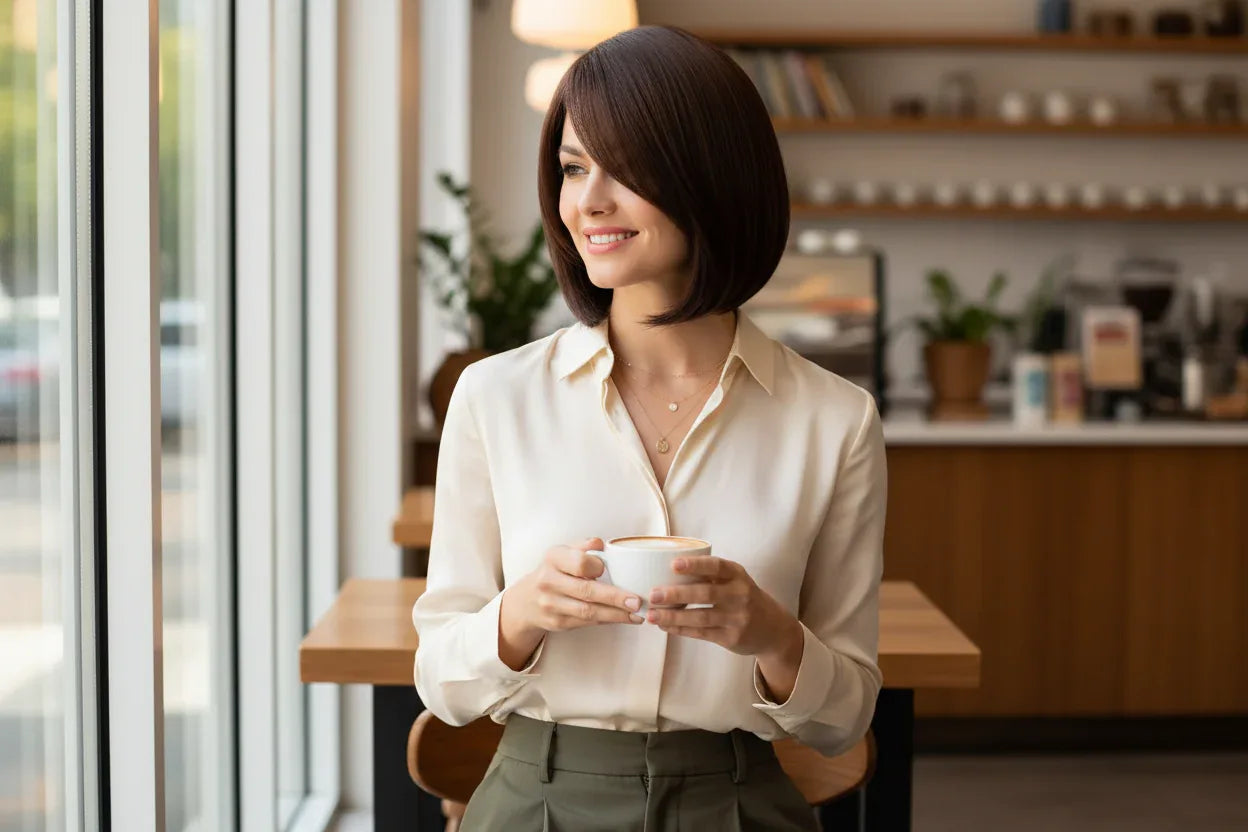 Short Bob Wig Coffee Shop