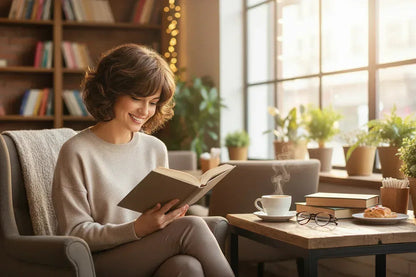 Short Brown Ombre Curly Wig with Bangs - Natural Synthetic Hair for Daily Use - 