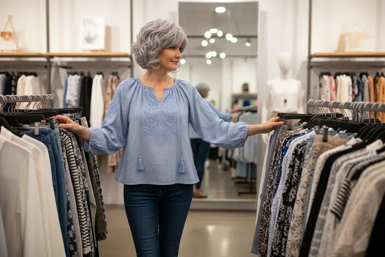 Short Grey Ombre Curly Wig with Bangs - Soft Mommy Hair for Daily Use and Costume Parties - 