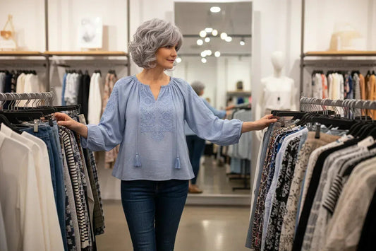 Short Grey Ombre Curly Wig with Bangs - Soft Mommy Hair for Daily Use and Costume Parties - 