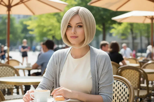 Synthetic a Short Side-Swept Straight Wig for Women - 