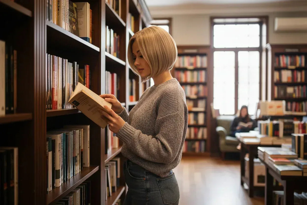 Synthetic a Short Side-Swept Straight Wig for Women - 