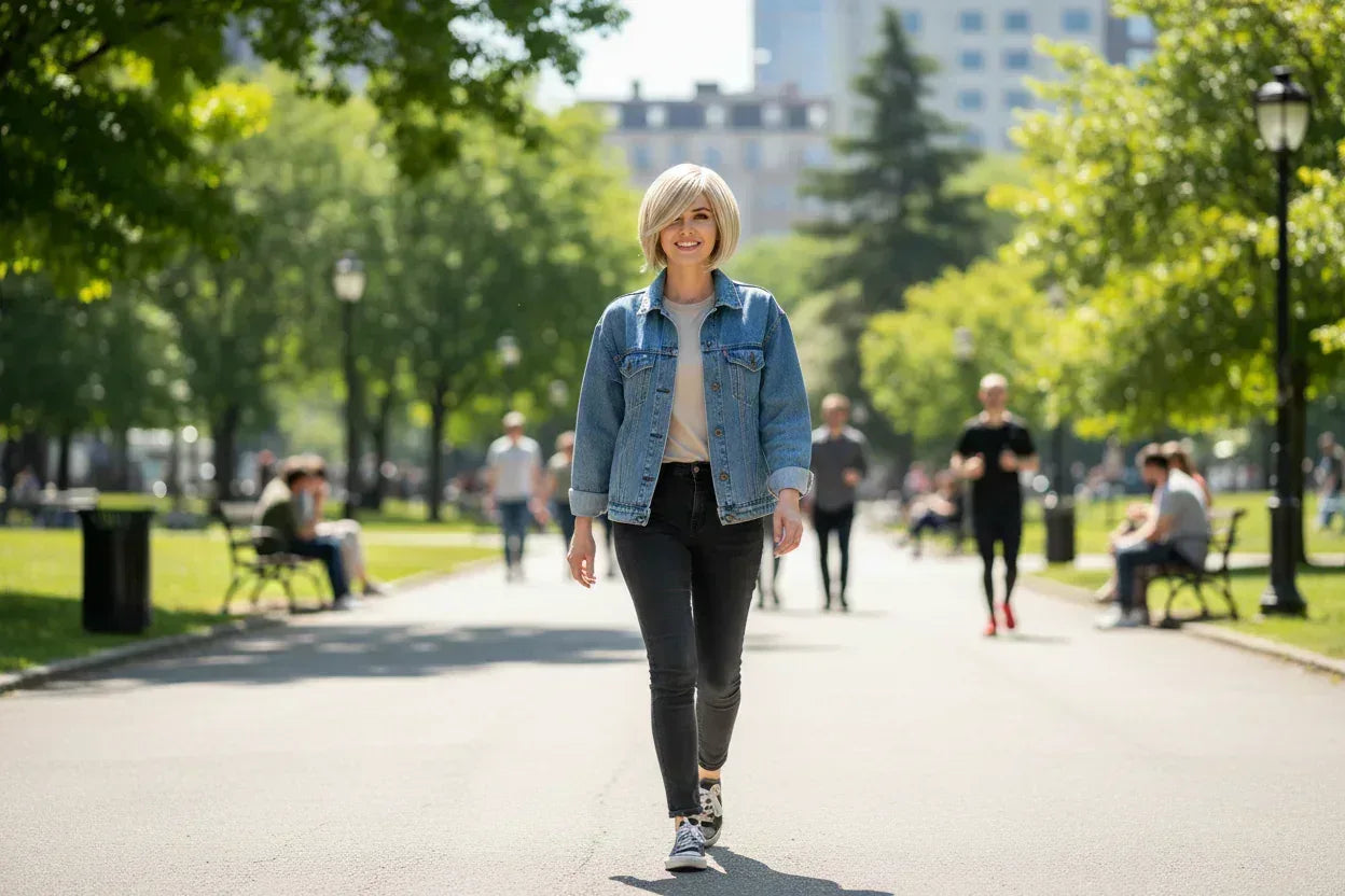 Synthetic a Short Side-Swept Straight Wig for Women - 