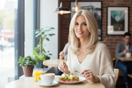 Women's Synthetic Blonde Wig - Medium Straight Hair for Everyday Dress Accessories - 